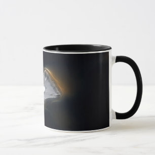 Droplet of water on a white feather mug