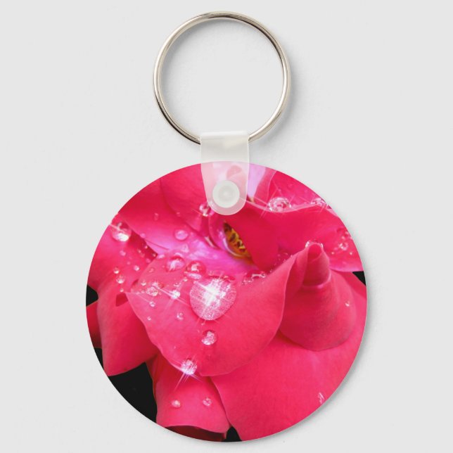 Droplets on petals Key Ring (Front)