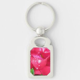Droplets on Petals Metal Keychain