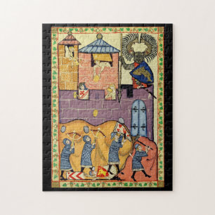Dropping Rocks, 14th Century Codex Manesse Jigsaw Puzzle