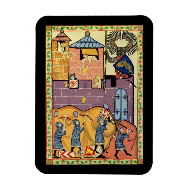 Dropping Rocks, 14th Century Codex Manesse Magnet (Vertical)