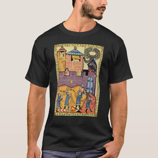Dropping Rocks, 14th Century Codex Manesse T-Shirt (Front)