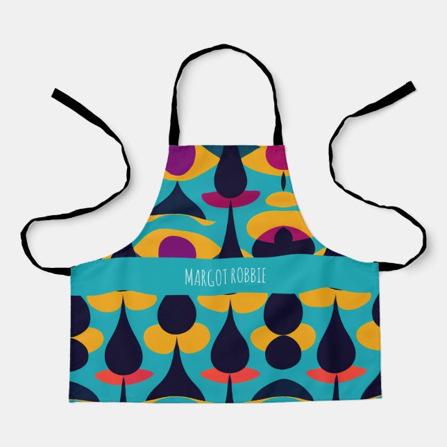 Drops Blue Yellow Abstract Pattern Apron (Front)