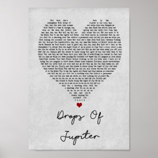 Drops Of Jupiter Grey Heart Song Lyric Print