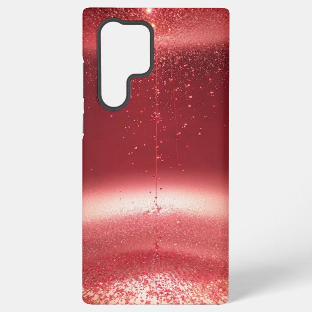 Drops of Passion Red Glitter Heart Art Phone Case (Back)