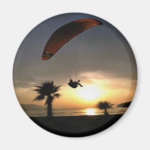 Dropzone At Dusk Adventure Paraglider Art Magnet