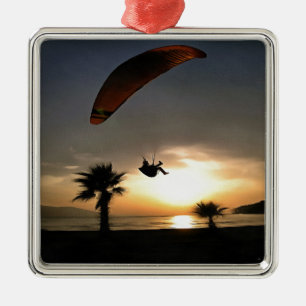 Dropzone At Dusk Adventure Paraglider Art Metal Ornament