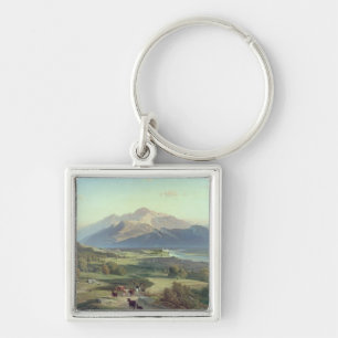 Drover on Horseback with his Cattle in a Mountaino Key Ring