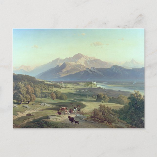 Drover on Horseback with his Cattle in a Mountaino Postcard (Front)