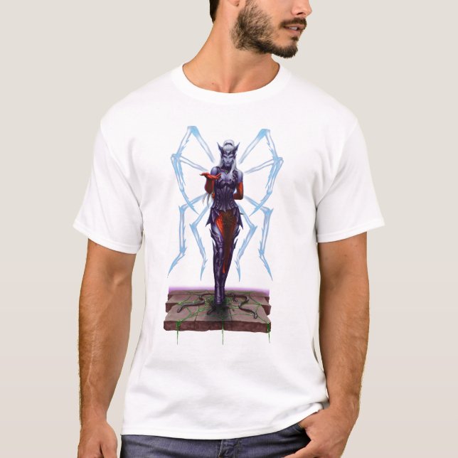 Drow Enchantress - Dark Elf Fantasy T-Shirt (Front)