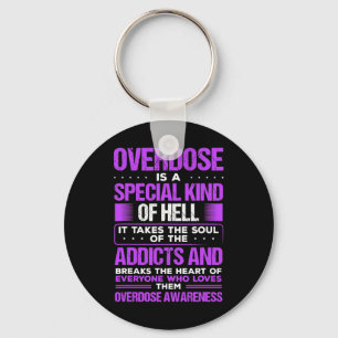 Drug Abuse Purple Ribbon Addict Overdose Awareness Key Ring