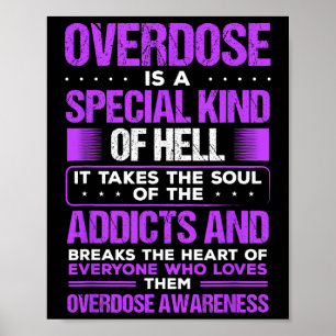 Drug Abuse Purple Ribbon Addict Overdose Awareness Poster