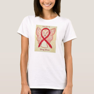 Drug Abuse Red Awareness Ribbon Custom Shirt