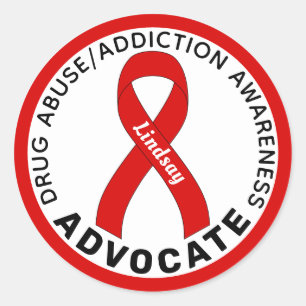 Drug Addiction Awareness Advocate Ribbon White Classic Round Sticker