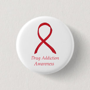 Drug Addiction Awareness Red Ribbon Custom Pin
