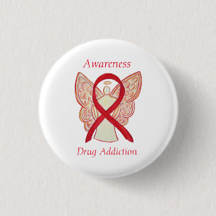 Drug Addiction Awareness Ribbon Angel Custom Pin