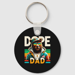 Drug Black Dad Funny Black Dad Bear Black History  Key Ring