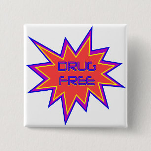 Drug Free 15 Cm Square Badge