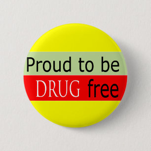 drug free 6 cm round badge