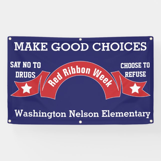 Drug Free Choices Red Ribbon Banner (Horizontal)