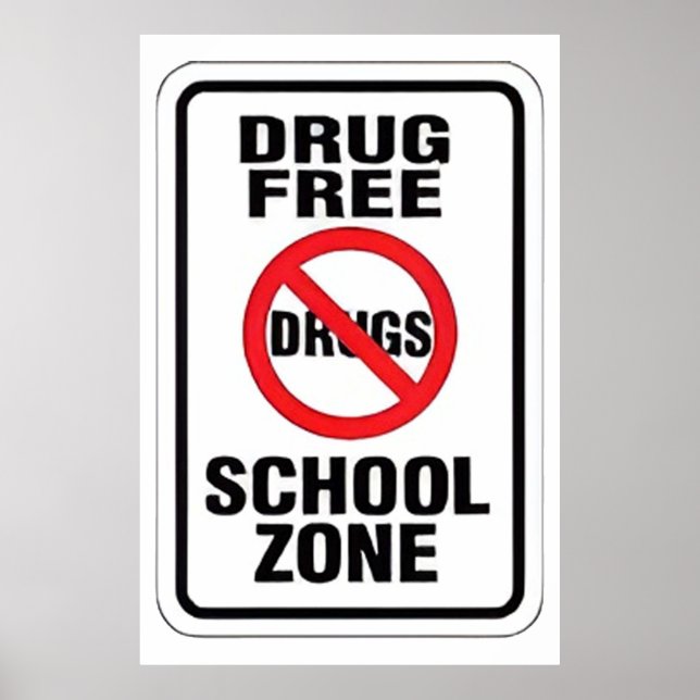 Drug Free For School white Poster (Front)