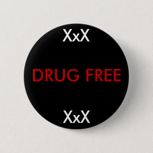 DRUG FREE GENERIC 6 CM ROUND BADGE