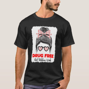 Drug Free Red Ribbon Week Awareness Cute Bleached T-Shirt