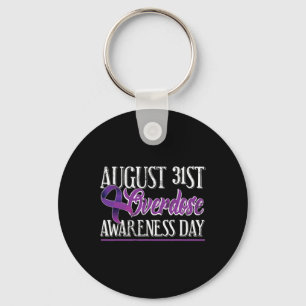 Drug Overdose August 31 Purple Ribbon Tee Key Ring