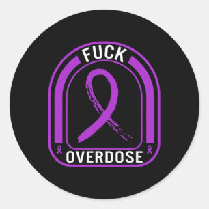 Drug Overdose Awareness Addiction Ribbon Tee3  Classic Round Sticker