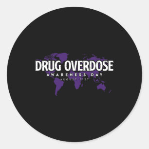 Drug Overdose Awareness Day August 31 Purple  Classic Round Sticker