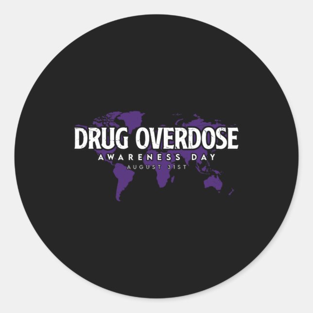 Drug Overdose Awareness Day August 31 Purple  Classic Round Sticker (Front)