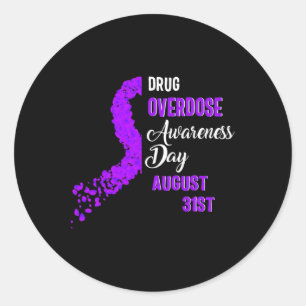 Drug Overdose Awareness Day August 31st Recovery W Classic Round Sticker