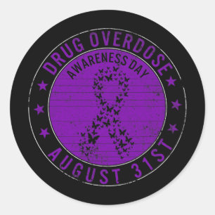 Drug Overdose Awareness Day August 31st Recovery W Classic Round Sticker