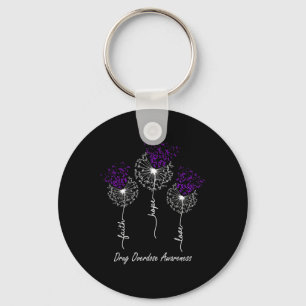 Drug Overdose Awareness Faith Hope Love Dandelion Key Ring