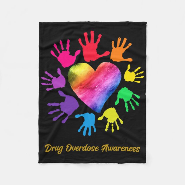 Drug Overdose Awareness Hands Drug Overdose Gift  Fleece Blanket (Front)