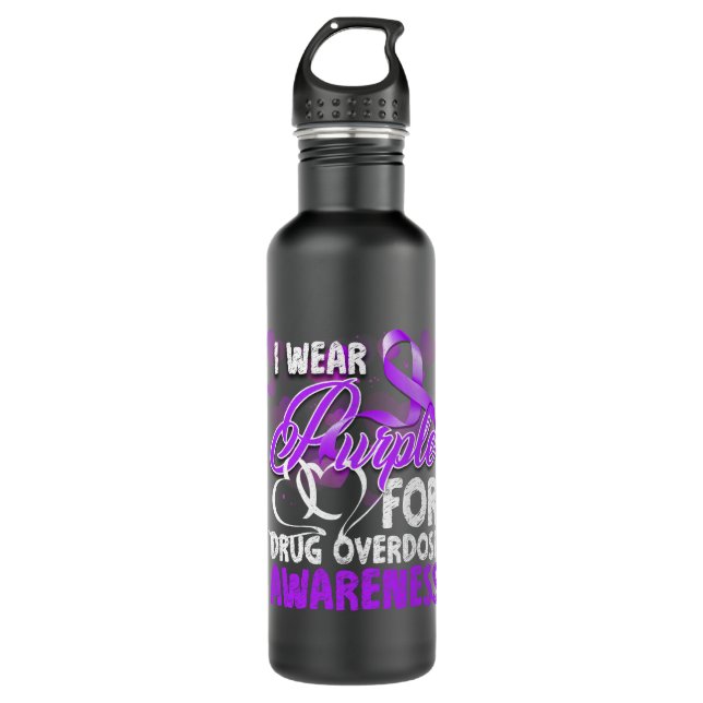 Drug Overdose Awareness I Wear Purple 710 Ml Water Bottle (Front)