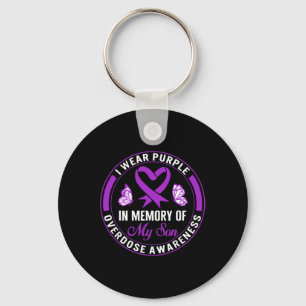 Drug Overdose Awareness In Memory Of My Son Purple Key Ring