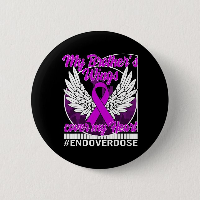 Drug Overdose Awareness My Brother's Wings Cover M 6 Cm Round Badge (Front)