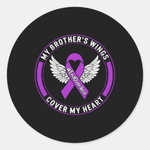 Drug Overdose Awareness My Brother's Wings Cover M Classic Round Sticker