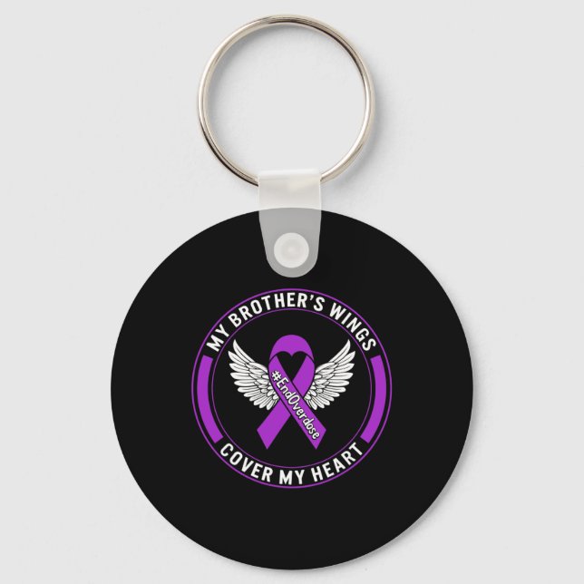 Drug Overdose Awareness My Brother's Wings Cover M Key Ring (Front)