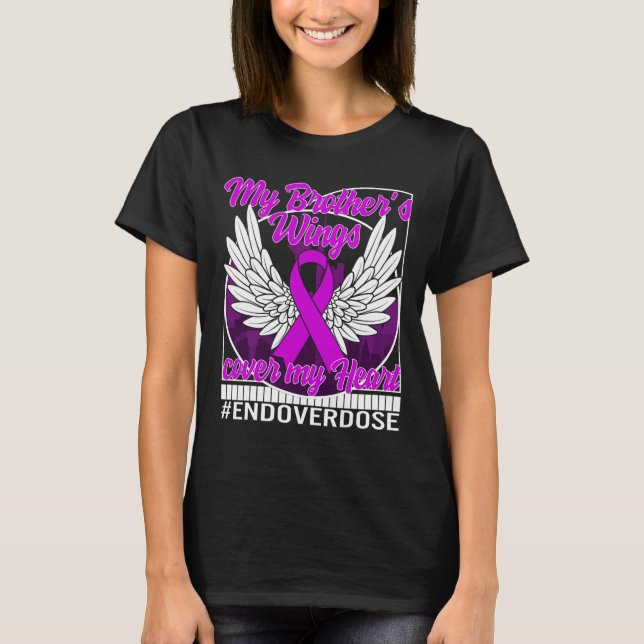 Drug Overdose Awareness My Brother's Wings Cover M T-Shirt (Front)
