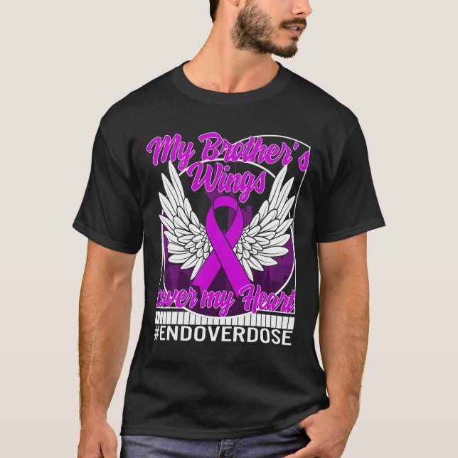 Drug Overdose Awareness My Brother's Wings Cover M T-Shirt (Front)