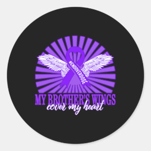 Drug Overdose Awareness My Brother's Wings Purple Classic Round Sticker