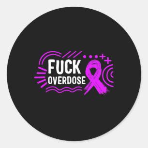 Drug Overdose Awareness Overdose Ribbon Tee Classic Round Sticker