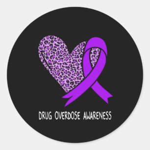 Drug Overdose Awareness Purple Ribbon  Classic Round Sticker