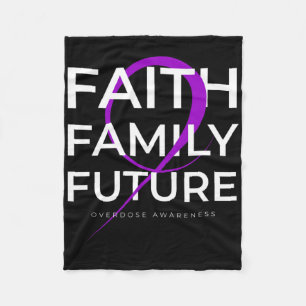 Drug Overdose Awareness Purple Ribbon Faith Family Fleece Blanket