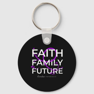 Drug Overdose Awareness Purple Ribbon Faith Family Key Ring