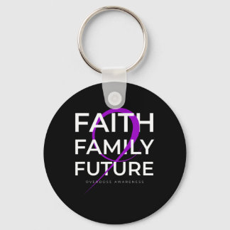 Drug Overdose Awareness Purple Ribbon Faith Family Key Ring