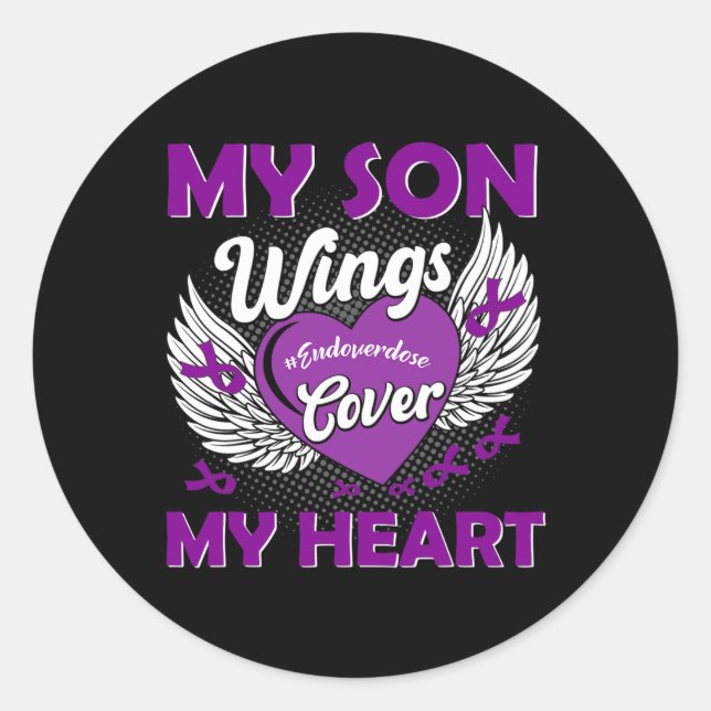 Drug Overdose Awareness  Purple Ribbon gifts 1 Classic Round Sticker (Front)