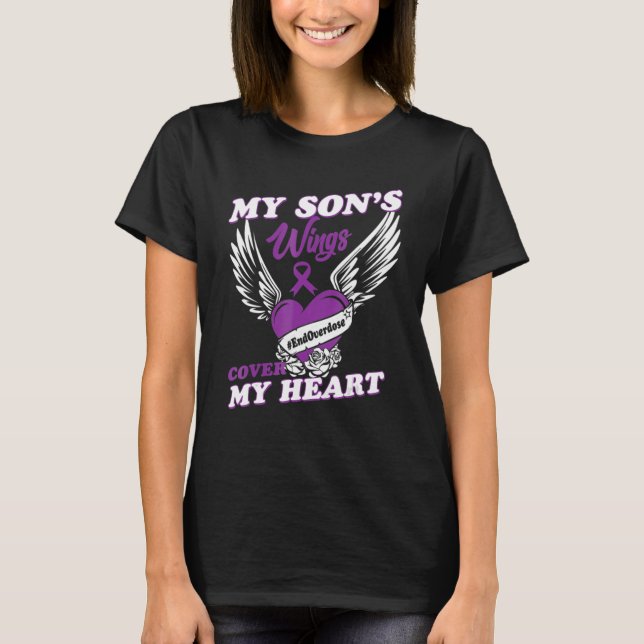 Drug Overdose Awareness Purple Ribbon T-Shirt (Front)
